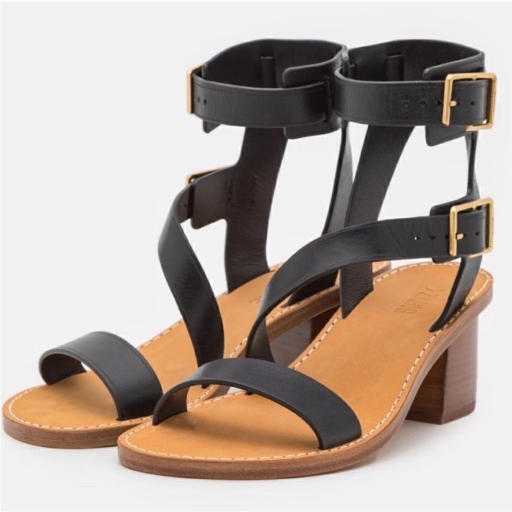 ZADIG & VOLTAIRE NWT Cecilia caprese calfskin leather sandals -black -eu 38/us7